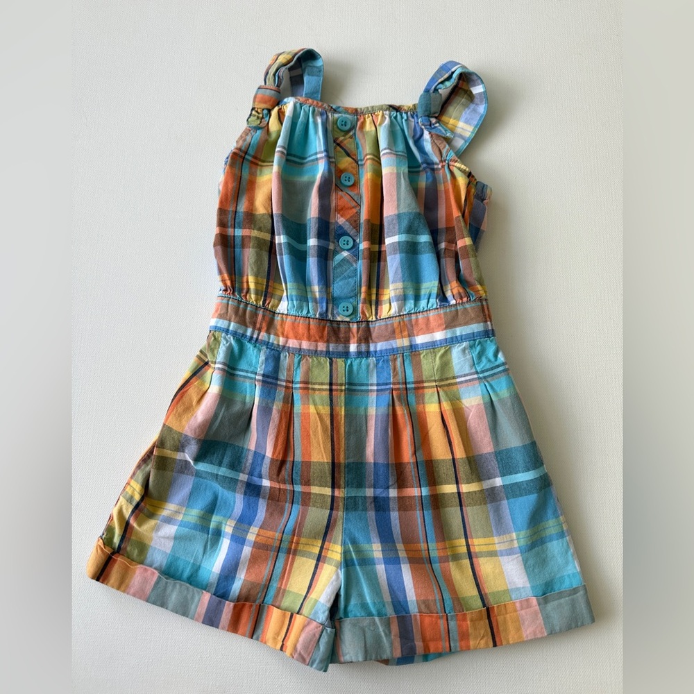 Gymboree girl’s Colorful Plaid Jumpsuit with Elastic Waistband.  Size 2T.